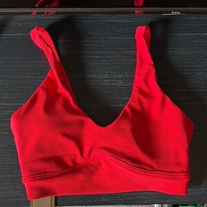 Red Sports Bra with Scoop Neck and Wide Straps